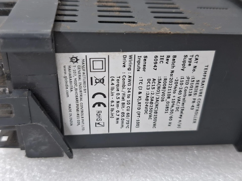 GIC PR-43 151G12B TEMPERATURE CONTROLLER 110-240 VAC/DC